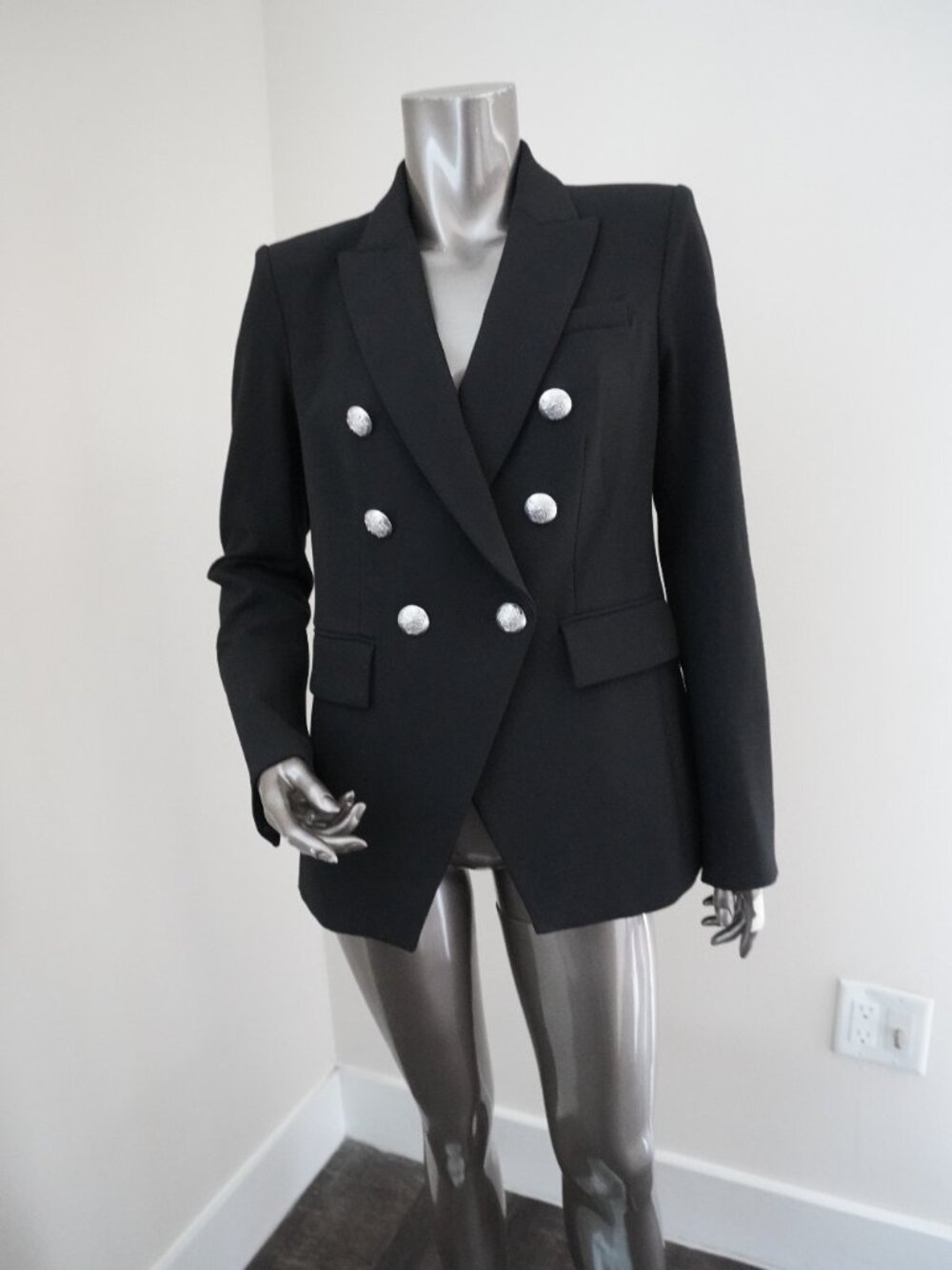 Veronica Beard Miller Dickey Blazer Black Silver Crest Buttons Jacket Size 6 - Picture 4 of 9